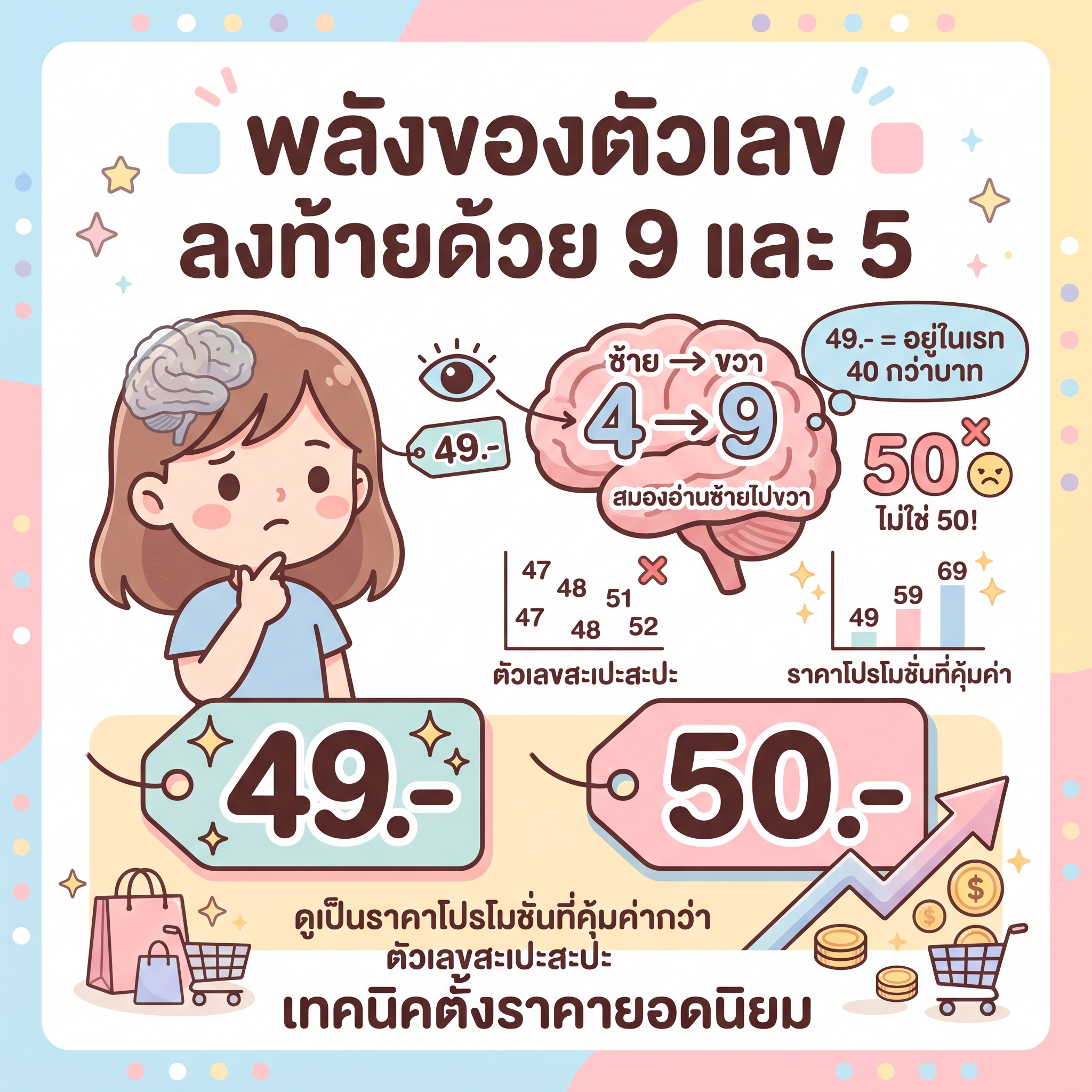 Left-Digit Effect จ่าย 49 บาท รู้สึกคุ้มค่ากว่าหลักห้าสิบ