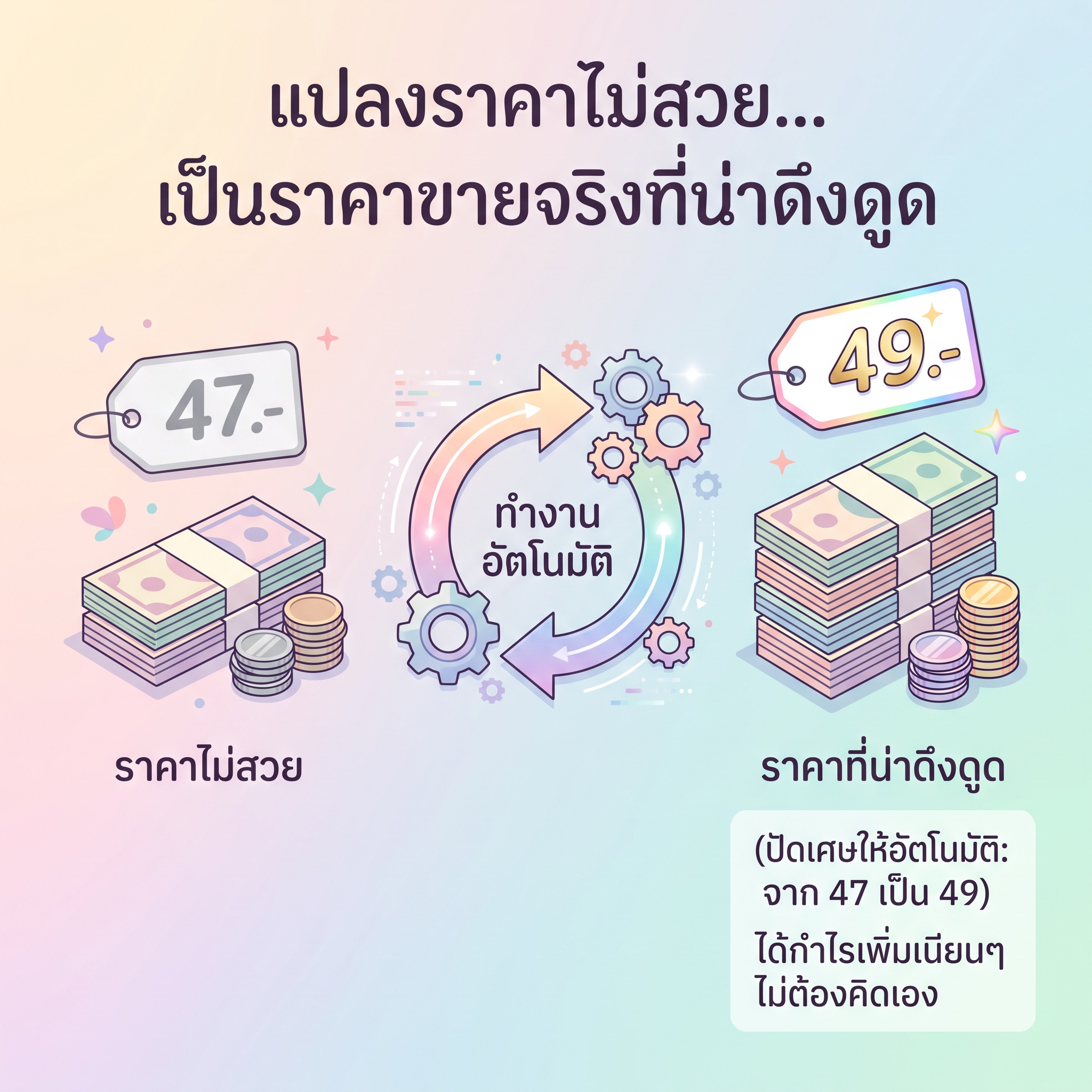 ฟีเจอร์ Beauty Number ในแอปกำไร ปัดเศษราคาเป็นเลขจิตวิทยาอัตโนมัติ