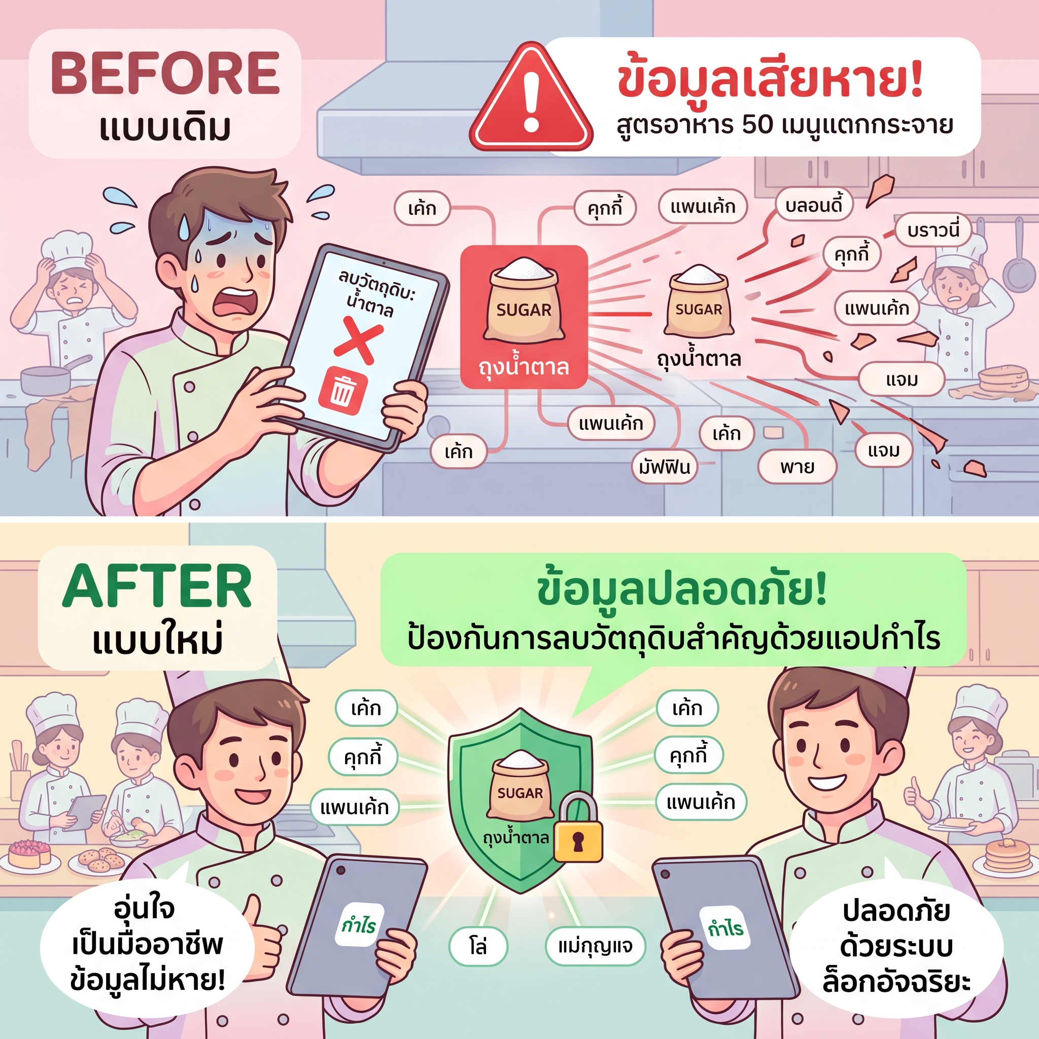 มือลั่นลบวัตถุดิบผิด ชีวิตเปลี่ยน? หมดห่วงด้วยระบบล็อกข้อมูลกันสูตรพัง!