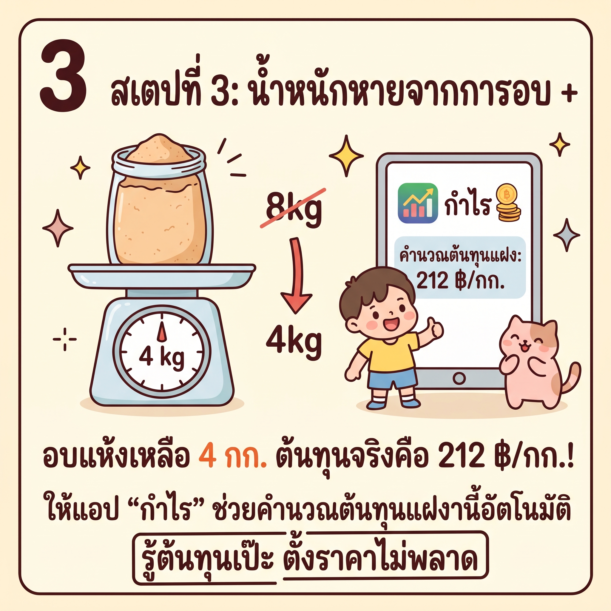 แอปกำไรคำนวณต้นทุนหลังสูญเสียอัตโนมัติ ด้วยฟีเจอร์สูตรกลาง