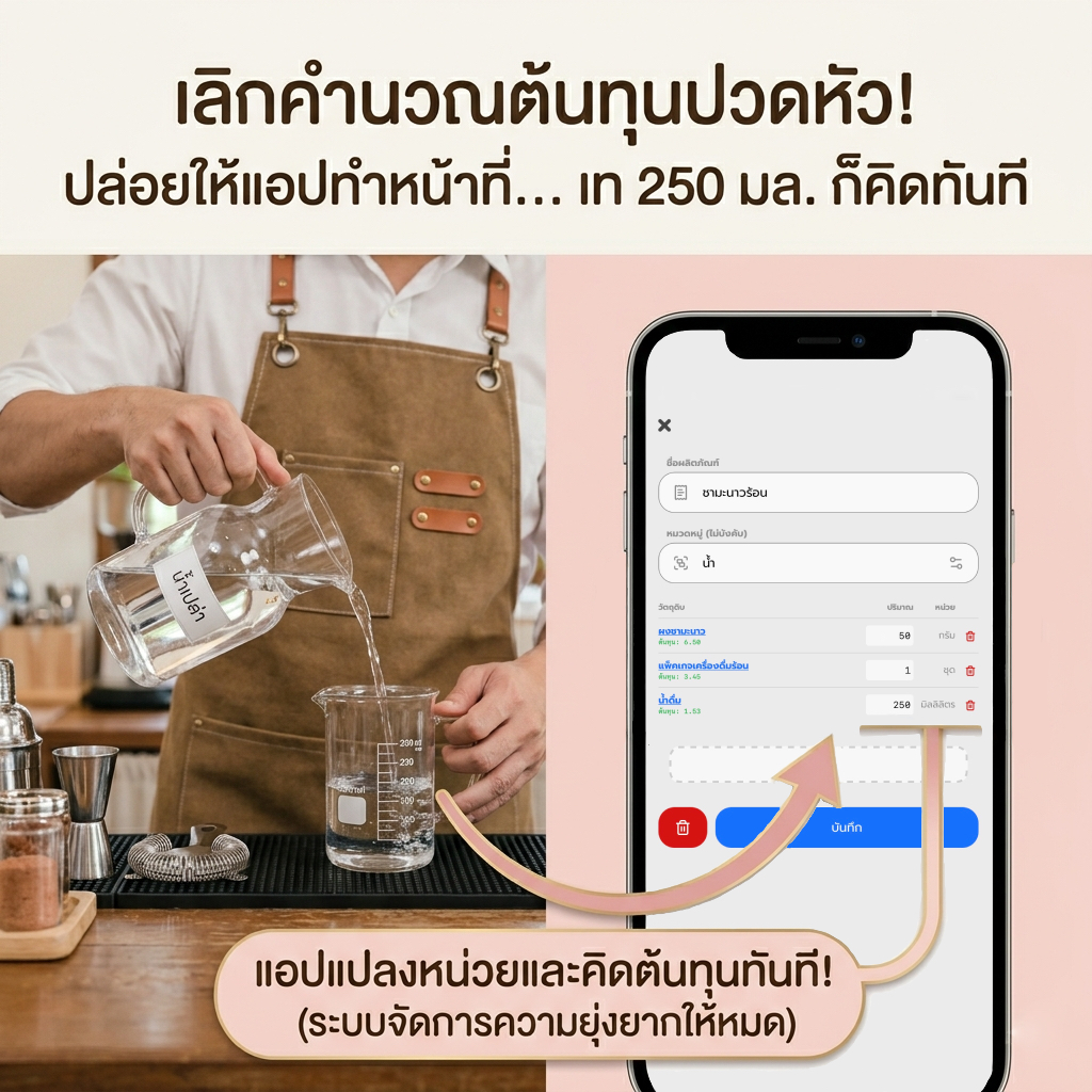 วิธีคำนวณต้นทุนต่อแก้วอัตโนมัติ