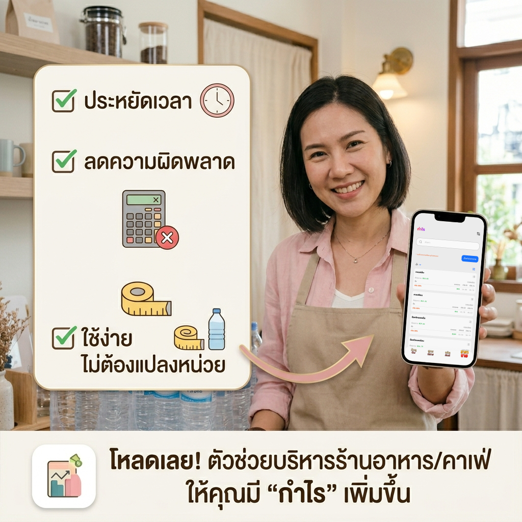 แอปคำนวณต้นทุนอาหารและเครื่องดื่ม
